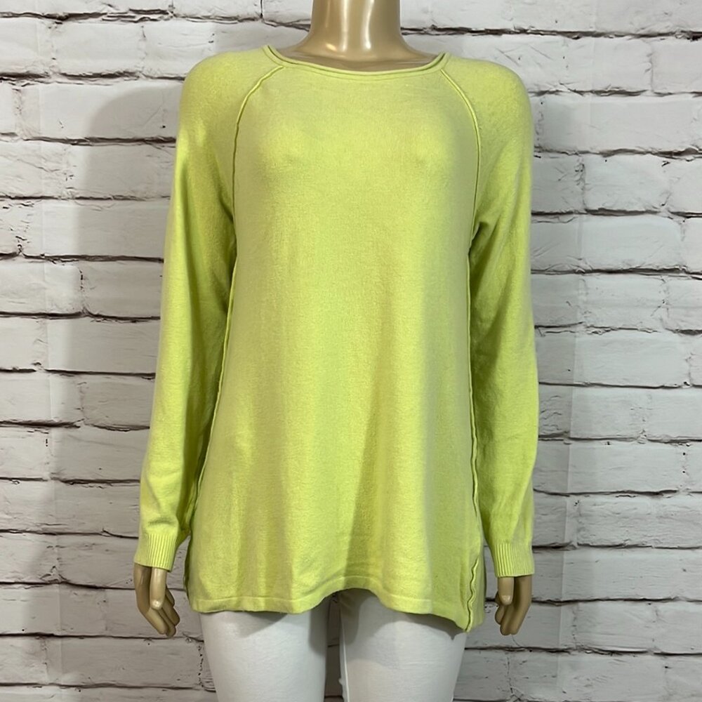 NWT Parkhurst Sweater Womens Rolled Edge Neck Lime Tight Knit Soft Light